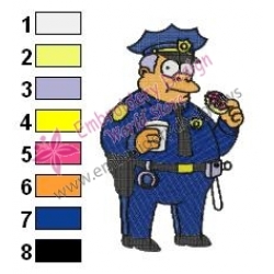 Chief Clancy Wiggum Simpsons Embroidery Design
